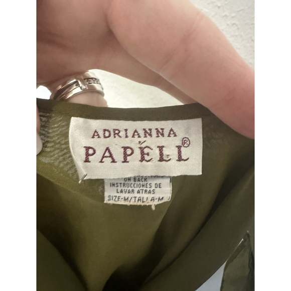 Vintage Adrianna Papell Art To Wear Floral Maxi Dress Medium Green Sheer India - Picture 5 of 10